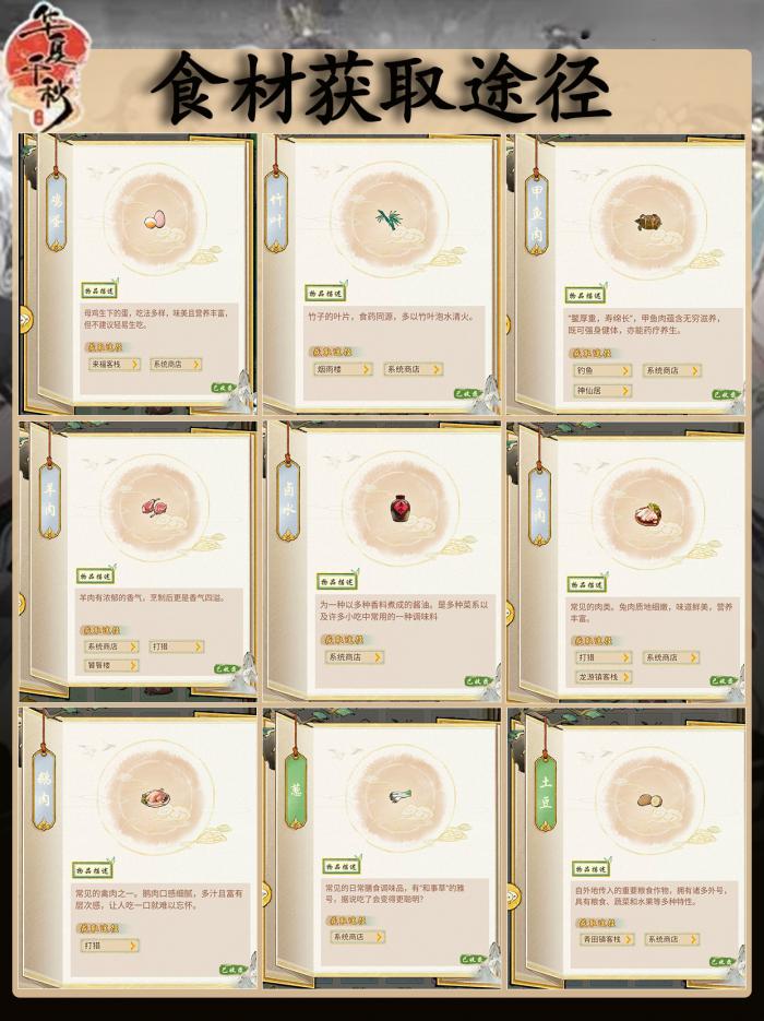 华夏千秋食材获取全攻略1