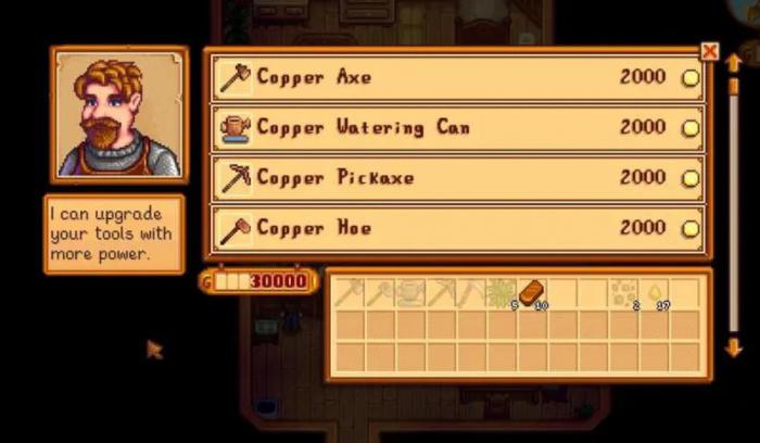 星露谷物语工具升级顺序是什么1