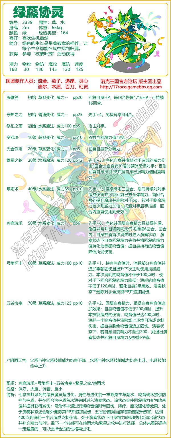 洛克王国绿藤协灵技能搭配1